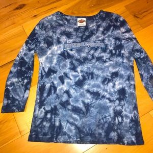 Harley Davidson Top size large. Tiedye Long 3/4 Sleeve